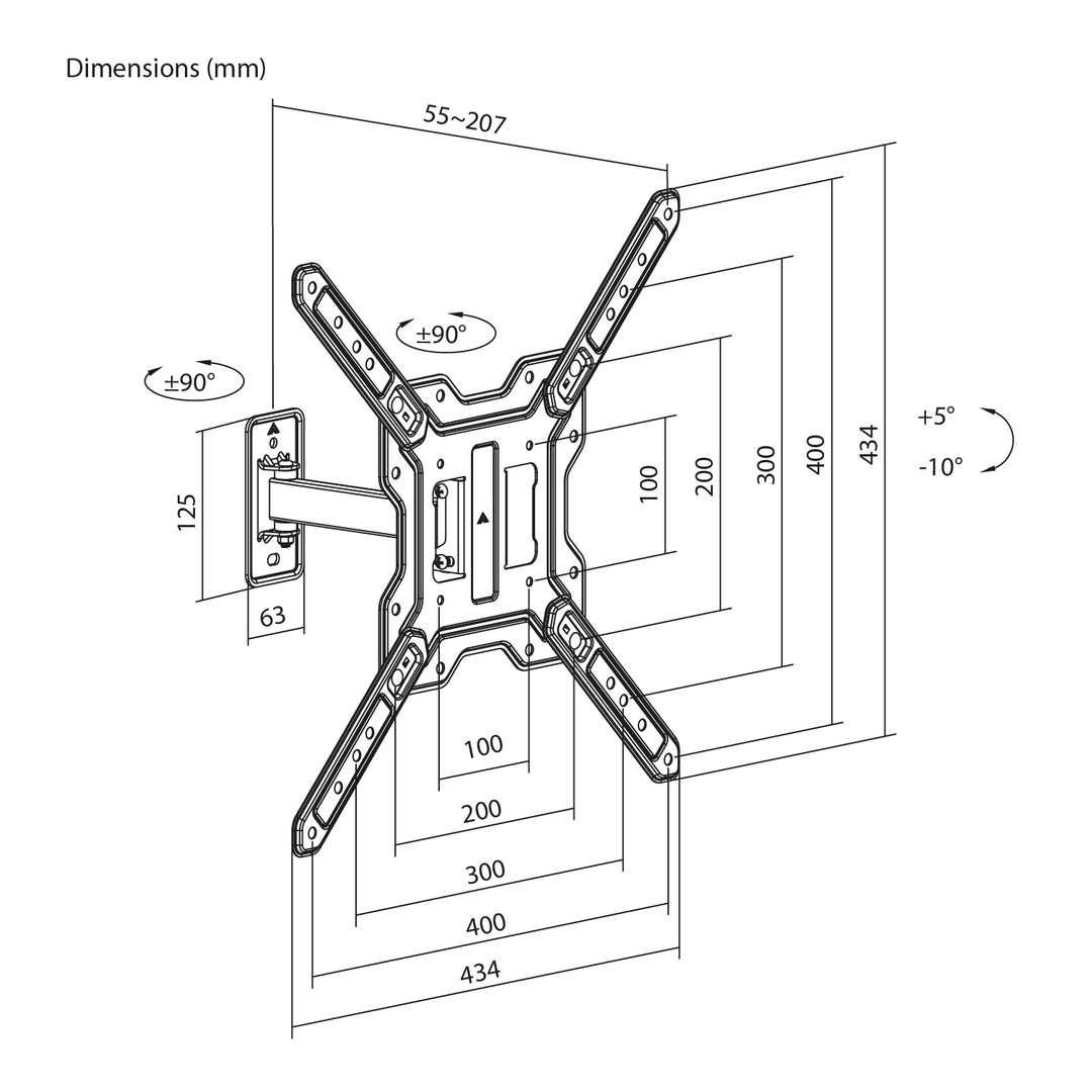 Suport / cârlig pentru televizor sau monitor Maclean, max. 23-65", sarcină maximă 30 kg, universal, VESA max. 400x400, MC-758 N