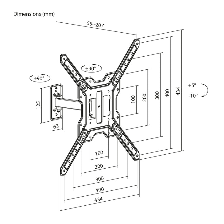 Suport / cârlig pentru televizor sau monitor Maclean, max. 23-65", sarcină maximă 30 kg, universal, VESA max. 400x400, MC-758 N