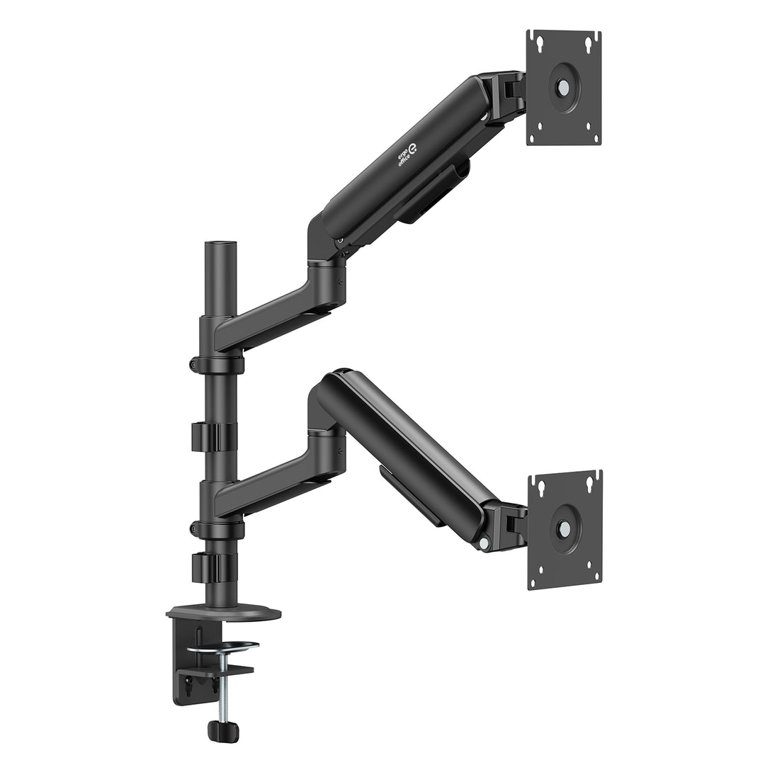 Suport / suport suspendat pentru 2 monitoare Ergo Office, cu arc cu gaz, 17"-32", 1-10 kg, negru mat, ER-692 B
