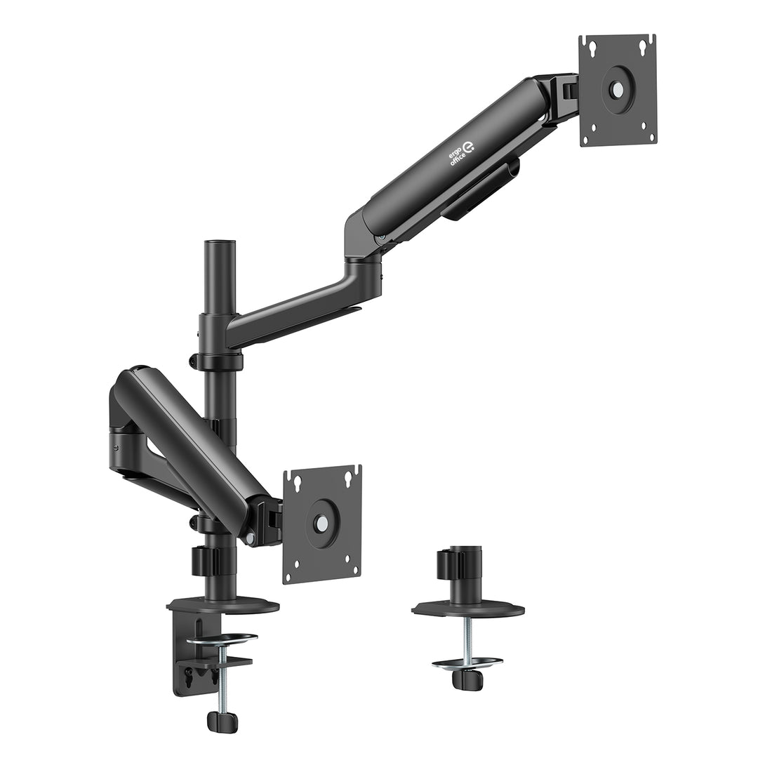Suport / suport suspendat pentru 2 monitoare Ergo Office, cu arc cu gaz, 17"-32", 1-10 kg, negru mat, ER-692 B