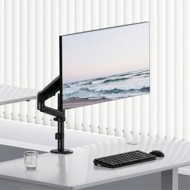 Suport / cârlig pentru monitor Ergo Office, cu arc cu gaz, 17"-32", 1-10 kg, negru mat, VESA max. 100x100, ER-691 B