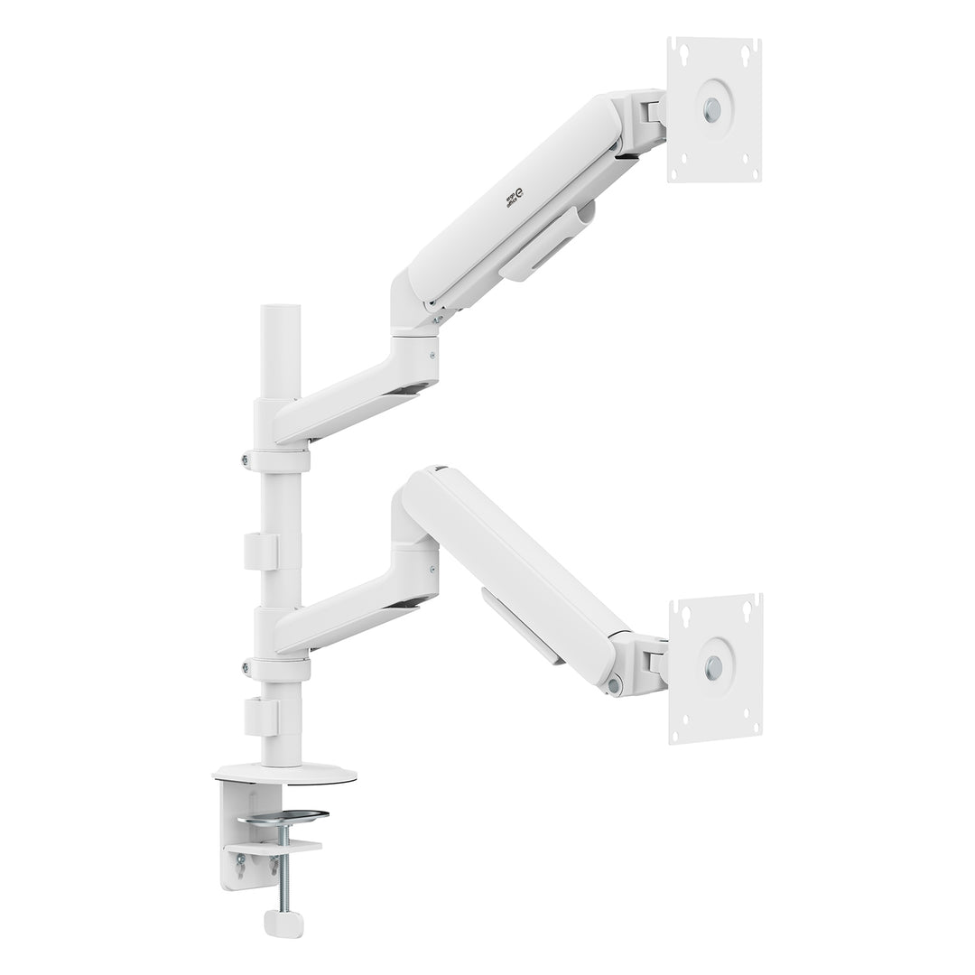 Suport / suport suspendat pentru 2 monitoare Ergo Office, cu arc cu gaz, 17"-32", 1-10 kg, alb mat, ER-692 W