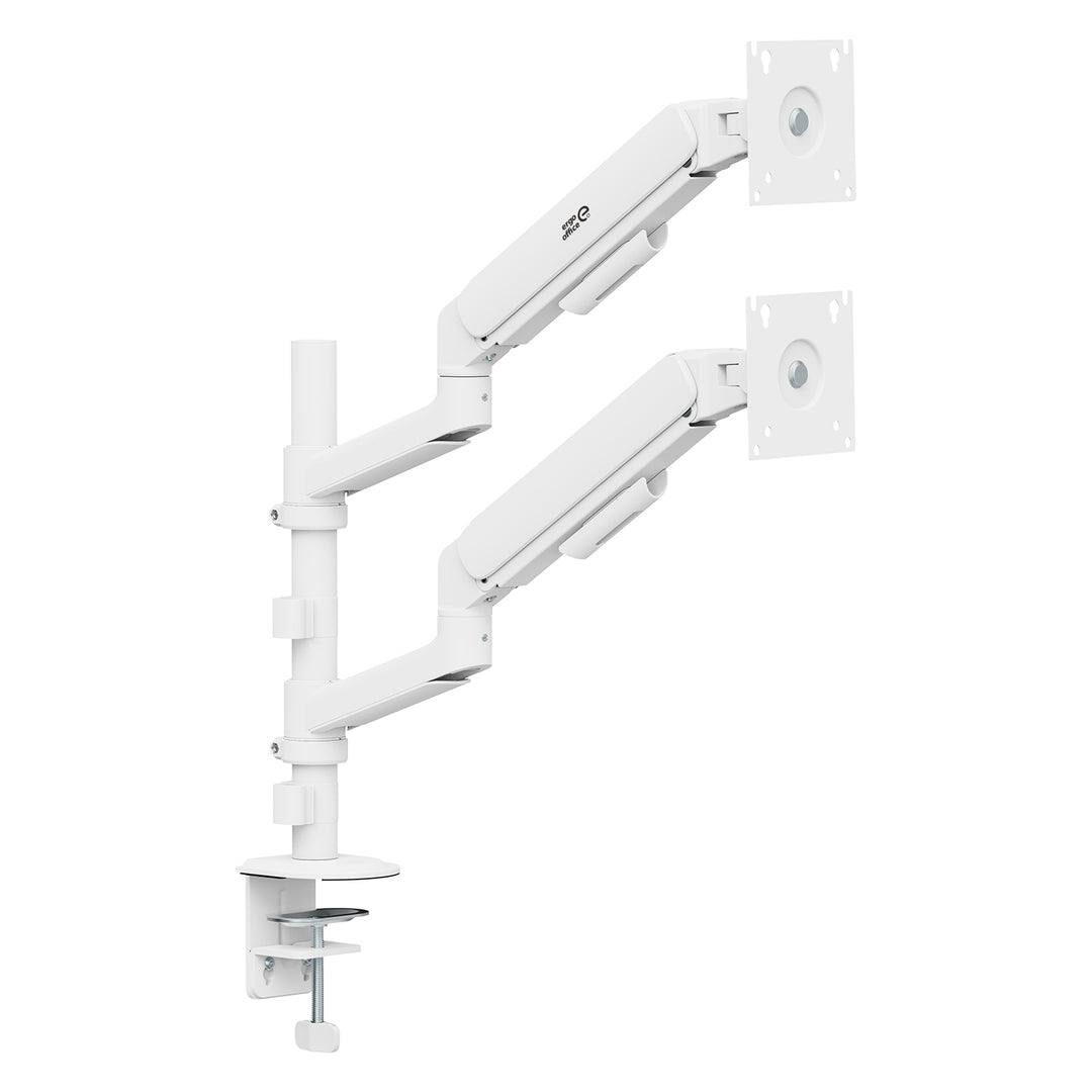 Suport / suport suspendat pentru 2 monitoare Ergo Office, cu arc cu gaz, 17"-32", 1-10 kg, alb mat, ER-692 W