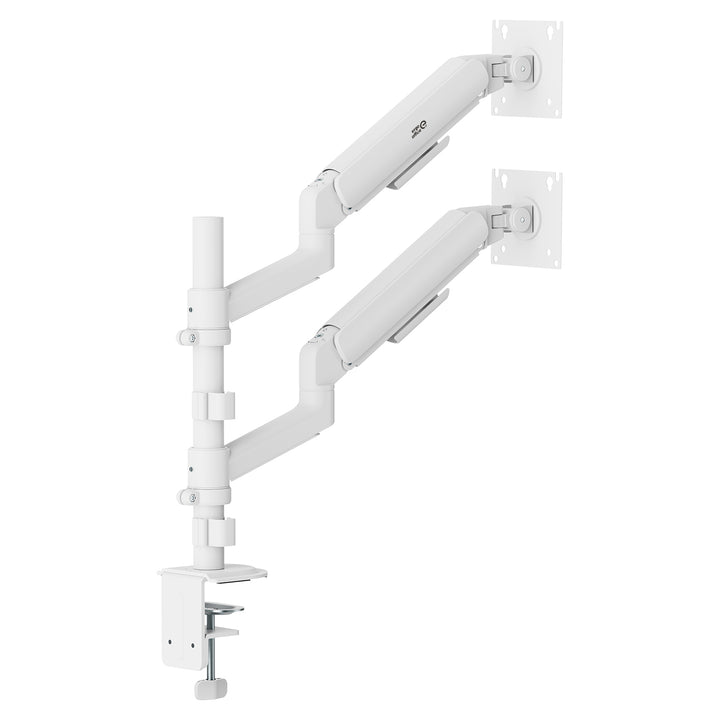 Suport / suport suspendat pentru 2 monitoare Ergo Office, cu arc cu gaz, 17"-32", 1-10 kg, alb mat, ER-692 W