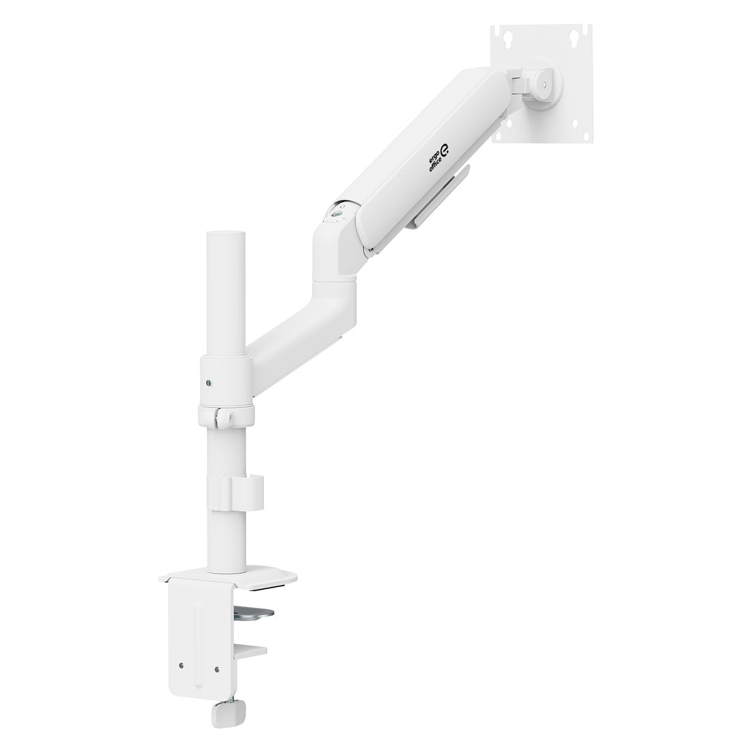 Suport / cârlig pentru monitor Ergo Office, cu arc cu gaz, 17"-32", 1-10 kg, alb mat, VESA max. 100x100, ER-691 W