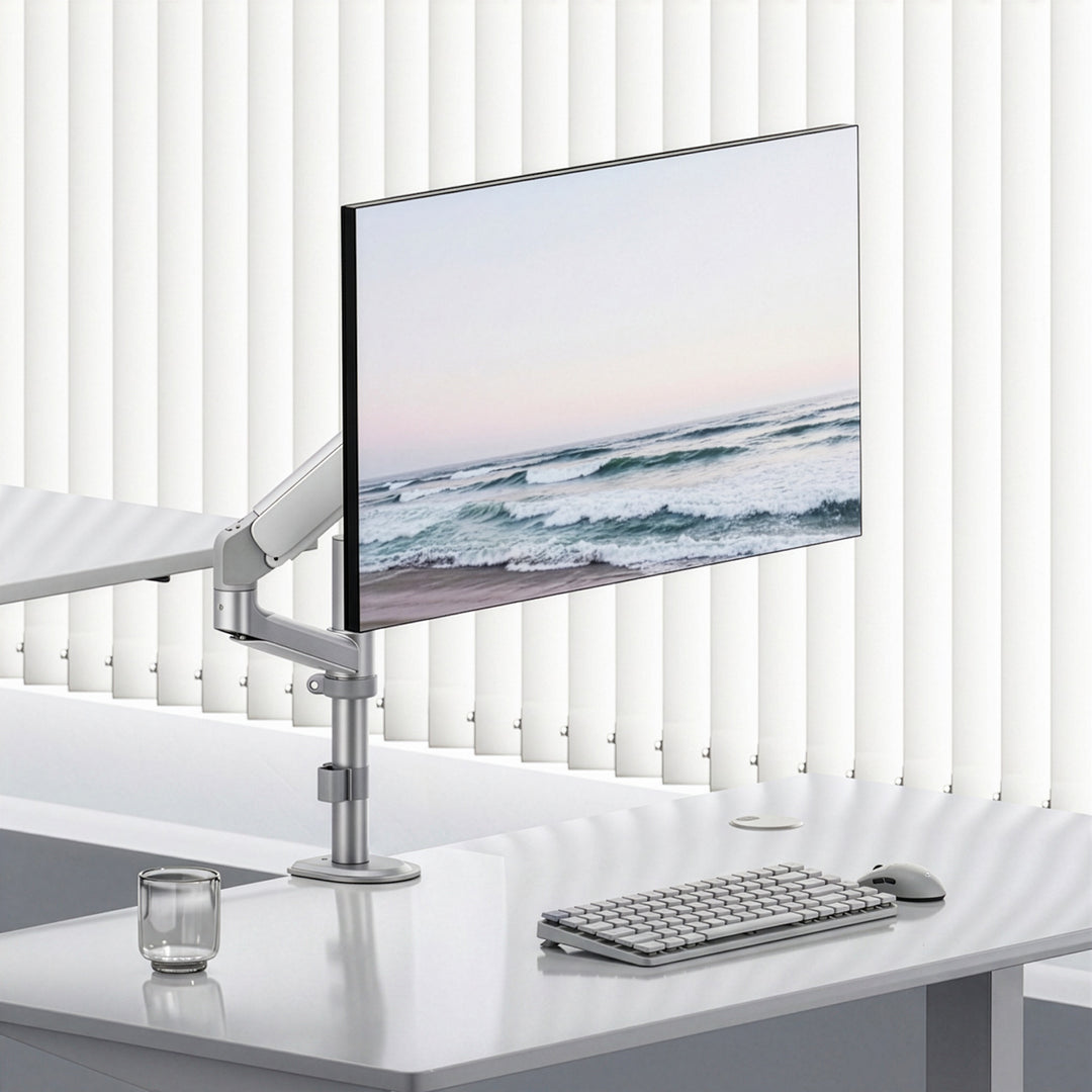 Suport / cârlig pentru monitor Ergo Office, cu arc cu gaz, 17"-32", 1-10 kg, alb mat, VESA max. 100x100, ER-691 W