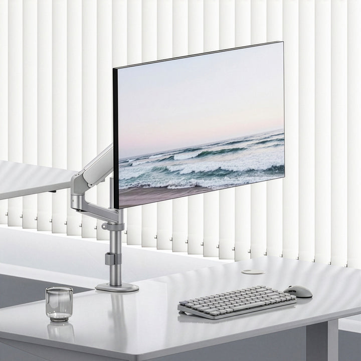 Suport / cârlig pentru monitor Ergo Office, cu arc cu gaz, 17"-32", 1-10 kg, alb mat, VESA max. 100x100, ER-691 W