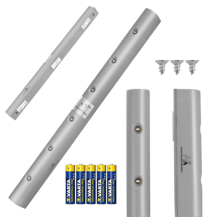 Lampă de bucătărie Maclean 6LED sub dulap, alungită, cu senzor de mișcare, 5xAA, MCE123 + 5x AAA baterie alcalină Varta Industrial