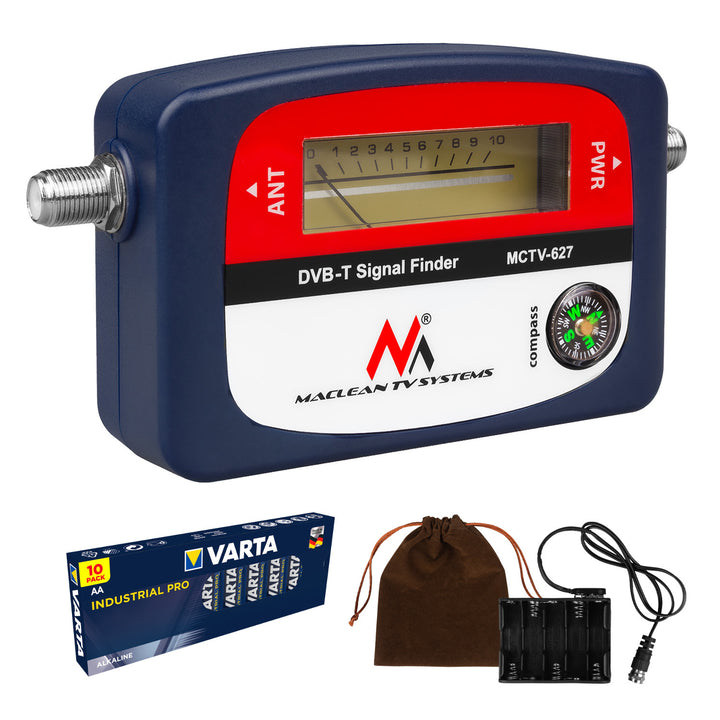 Maclean DVB-T TV meter, cutie, cablu 25 cm F-F, MCTV-627 + 10x AA Varta Industrial batteries