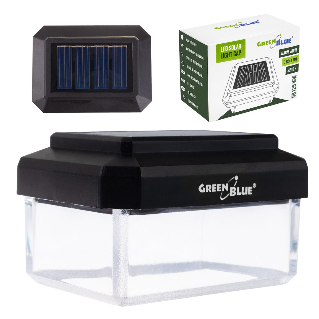Lampă solară cu LED pentru stâlp GreenBlue, 60x40 mm, capac în formă de plic, 3200 K, GB125 WW