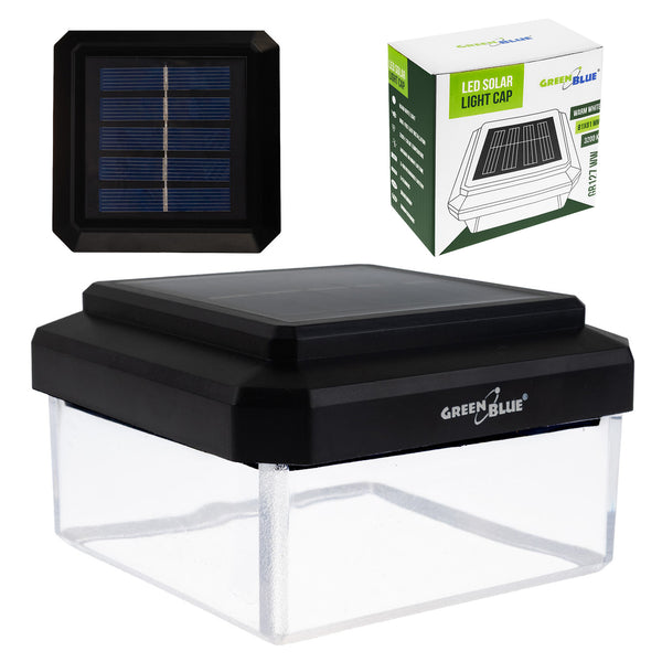Lampă solară cu LED pentru stâlp GreenBlue, 100x100 mm, capotă în formă de plic, 3200 K, GB128 WW