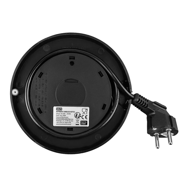 Ceainic electric fără fir GreenBlue, capacitate 1,7 l, rezervor de apă din sticlă, afișaj clar, selectare temperatură, 2200 W, GB670 B