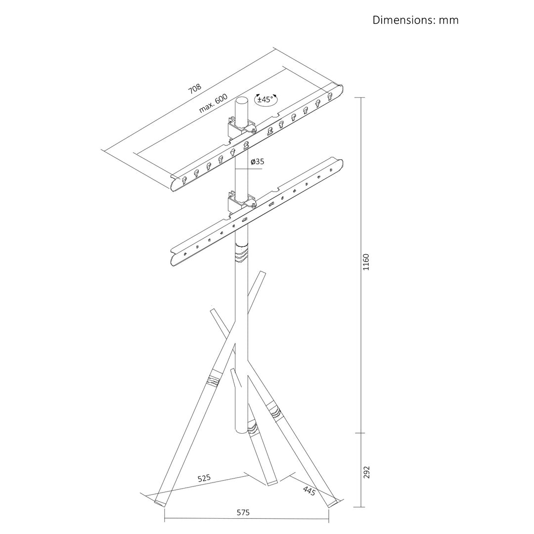 Suport de podea pentru televizor Maclean, 37-80", VESA max. 600x400, max. 60 kg, MC-182 B