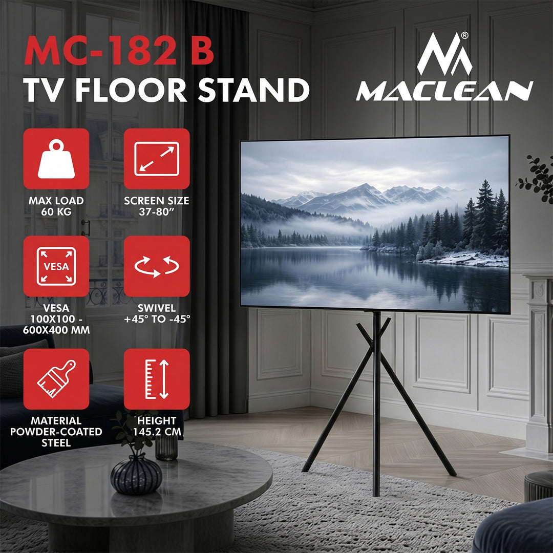 Suport de podea pentru televizor Maclean, 37-80", VESA max. 600x400, max. 60 kg, MC-182 B