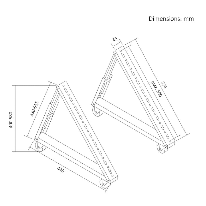 Cărucior / suport de podea pentru televizor Maclean, 37-80", VESA max. 800x400, max. 75 kg, mobil, roți cu blocare, MC-183