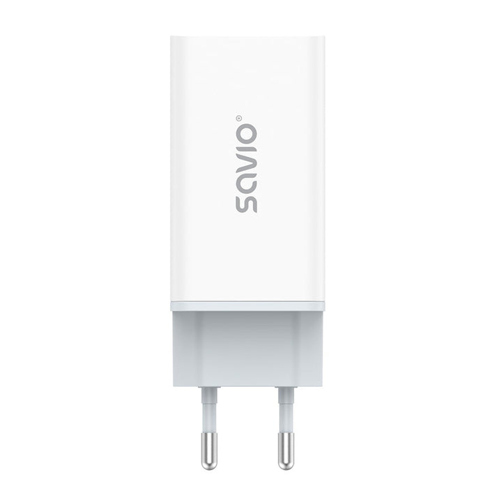 Savio încărcător de rețea, 1x USB-A, 2x USB-C, GaN, 65W, alb, SAVLA-07