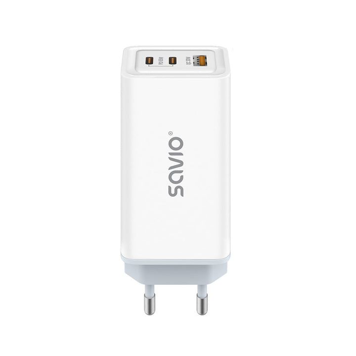 Savio încărcător de rețea, 1x USB-A, 2x USB-C, GaN, 65W, alb, SAVLA-07