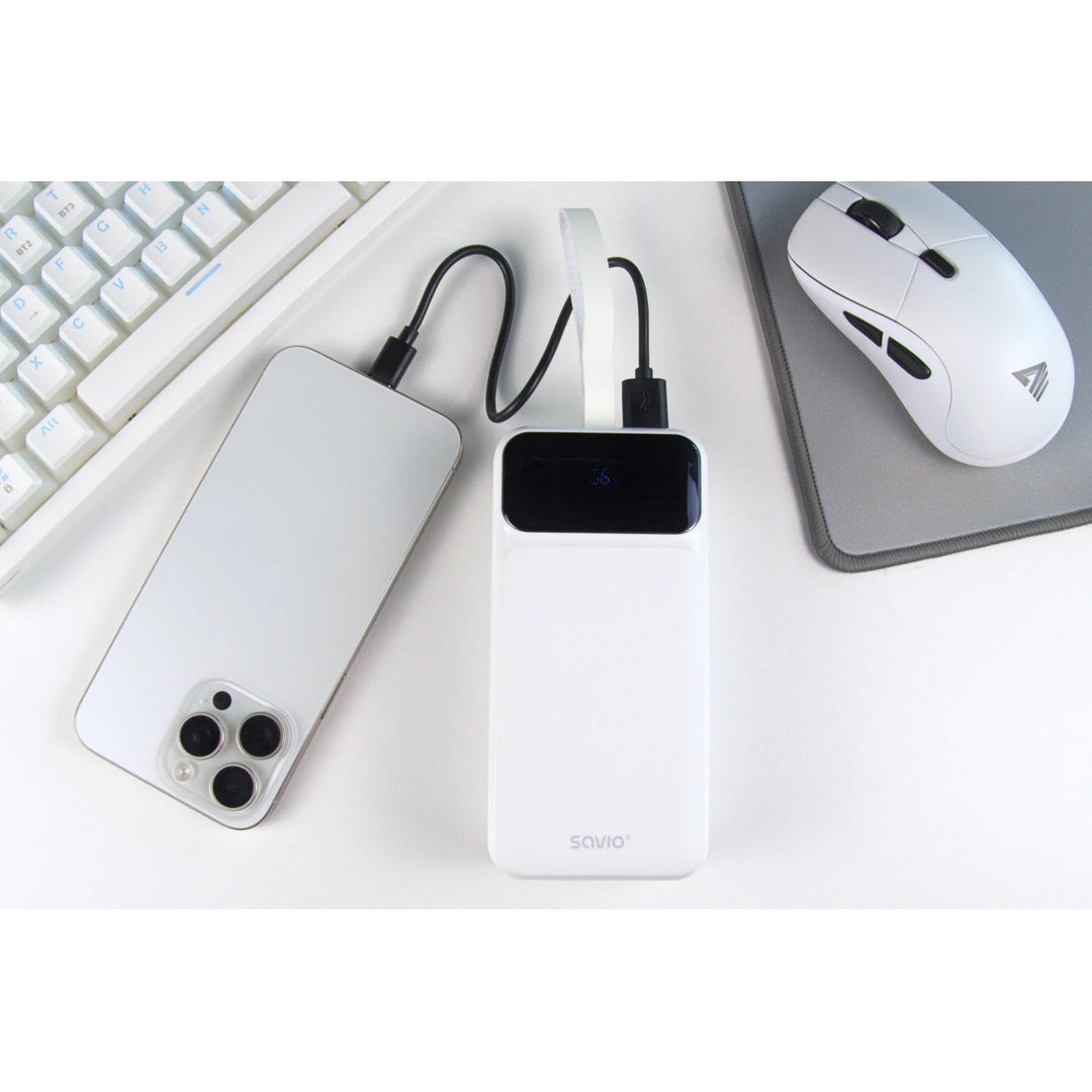 Powerbank SAVIO, 2 porturi USB, 1 port USB-C, încărcare rapidă, livrare de energie, SAVBA-11