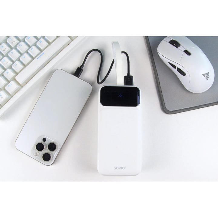 Powerbank SAVIO, 2 porturi USB, 1 port USB-C, încărcare rapidă, livrare de energie, SAVBA-11