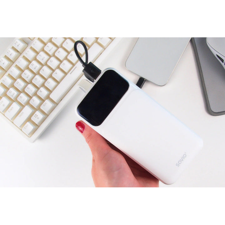 Powerbank SAVIO, 2 porturi USB, 1 port USB-C, încărcare rapidă, livrare de energie, SAVBA-11