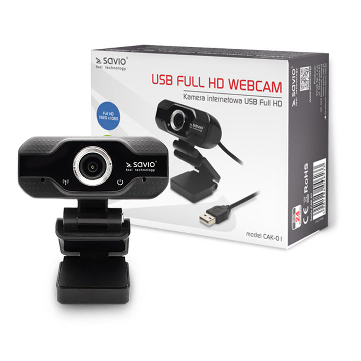 Camera web Savio, rezoluție Full HD 1920x1080, microfon, USB, SAVCAK-01