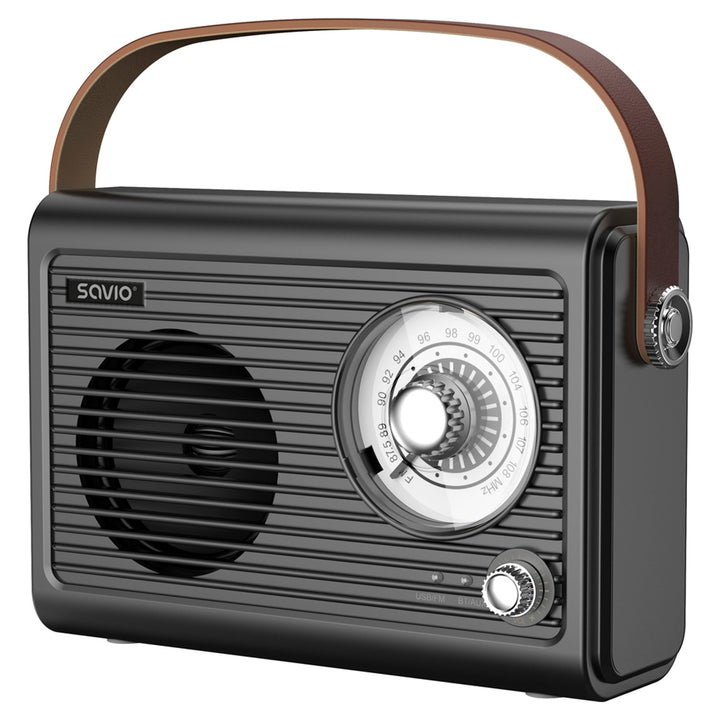 Savio radio FM portabil, alimentat cu baterii, Bluetooth, AUX, SAVRS-01