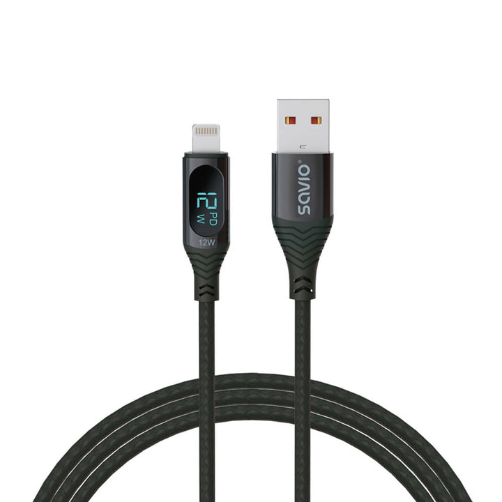 Cablu Savio USB la Lightning, afișaj digital, lungime 1m, SAVKABELCL-173