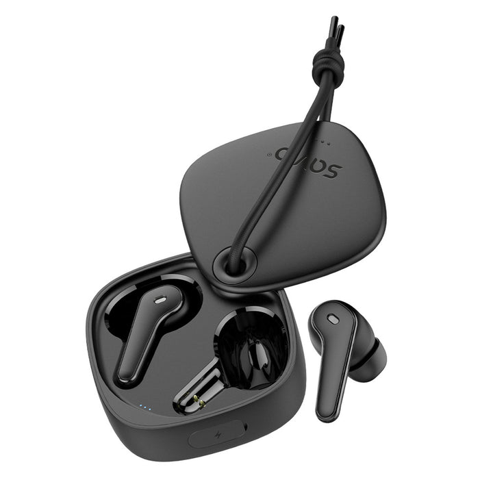 Căști fără fir Savio, Bluetooth 5.3, ENC, USB-C, negru, SAVSLTWS-11