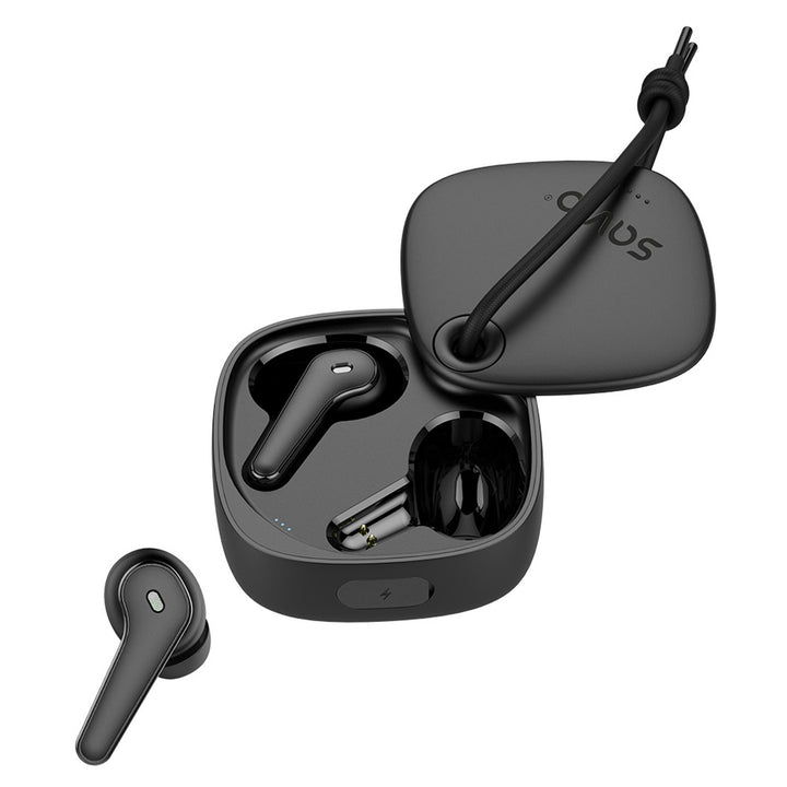 Căști fără fir Savio, Bluetooth 5.3, ENC, USB-C, negru, SAVSLTWS-11