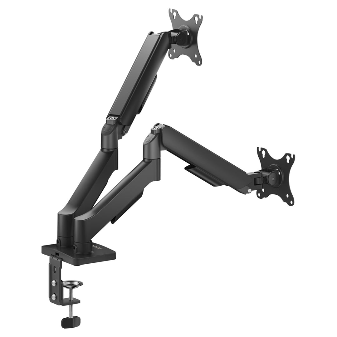 Savio suport de birou pentru două monitoare, 17-32'', încărcare 9kg per monitor, VESA, mecanism cu arc, negru, SAVUM-04