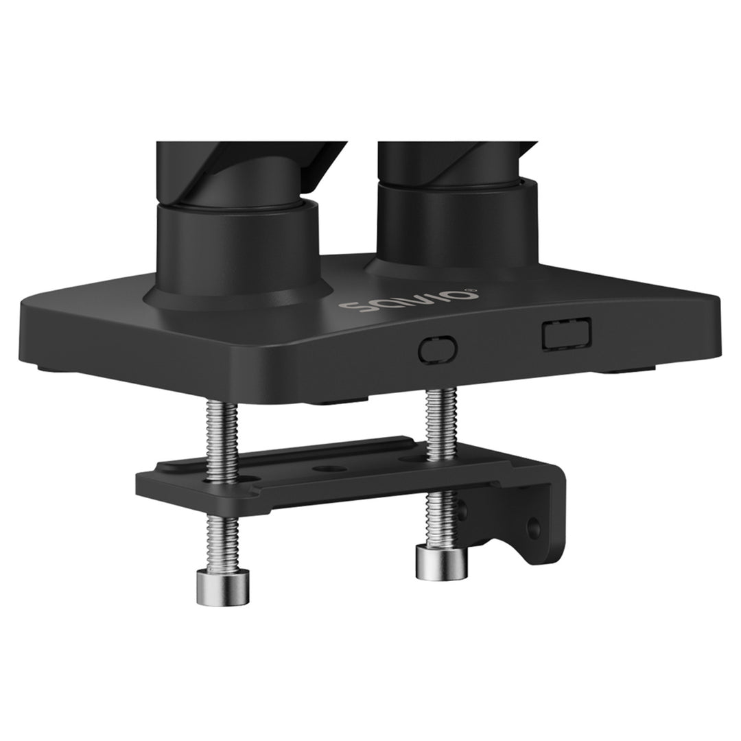 Savio suport de birou pentru două monitoare, 17-32'', încărcare 9kg per monitor, VESA, mecanism cu arc, negru, SAVUM-04