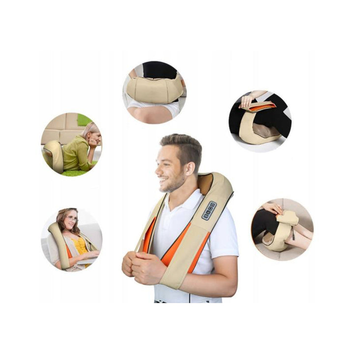 LTC Shiatsu 6D masaj pentru umeri, 3 viteze, 5V, 24W, Funcție de încălzire, Lumină de fundal LED, Curele antiderapante