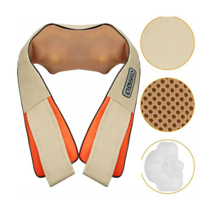 LTC Shiatsu 6D masaj pentru umeri, 3 viteze, 5V, 24W, Funcție de încălzire, Lumină de fundal LED, Curele antiderapante