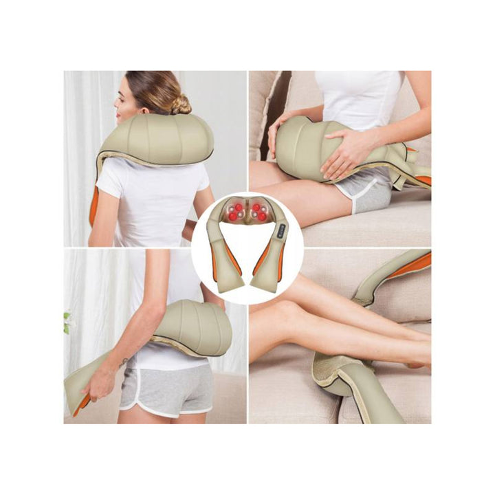 LTC Shiatsu 6D masaj pentru umeri, 3 viteze, 5V, 24W, Funcție de încălzire, Lumină de fundal LED, Curele antiderapante