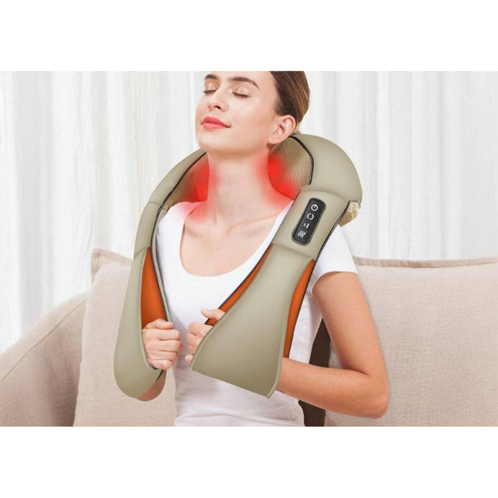 LTC Shiatsu 6D masaj pentru umeri, 3 viteze, 5V, 24W, Funcție de încălzire, Lumină de fundal LED, Curele antiderapante