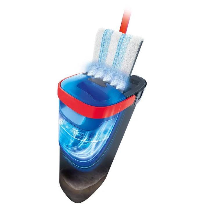 Mop plat Vileda H2prO, separare 100% apă curată/apă murdară, două rezervoare, tampon din microfibră, vârf 360°, 175774