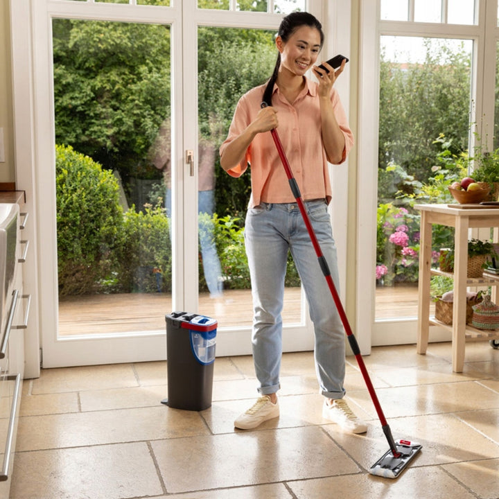 Mop plat Vileda H2prO, separare 100% apă curată/apă murdară, două rezervoare, tampon din microfibră, vârf 360°, 175774