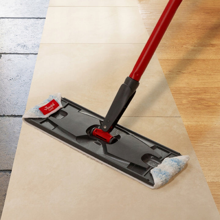Mop plat Vileda H2prO, separare 100% apă curată/apă murdară, două rezervoare, tampon din microfibră, vârf 360°, 175774