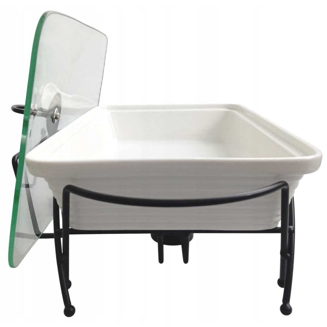 Încălzitor de alimente din ceramică Maestro, dreptunghiular, alb, capacitate 1,7L, poate fi utilizat în cuptor, raft și capac cu mâner incluse, MR-11362-73