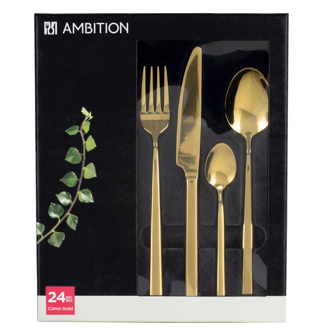 Set de tacâmuri pentru 6 persoane Como Gold cutie cadou de 24 de piese AMBITION