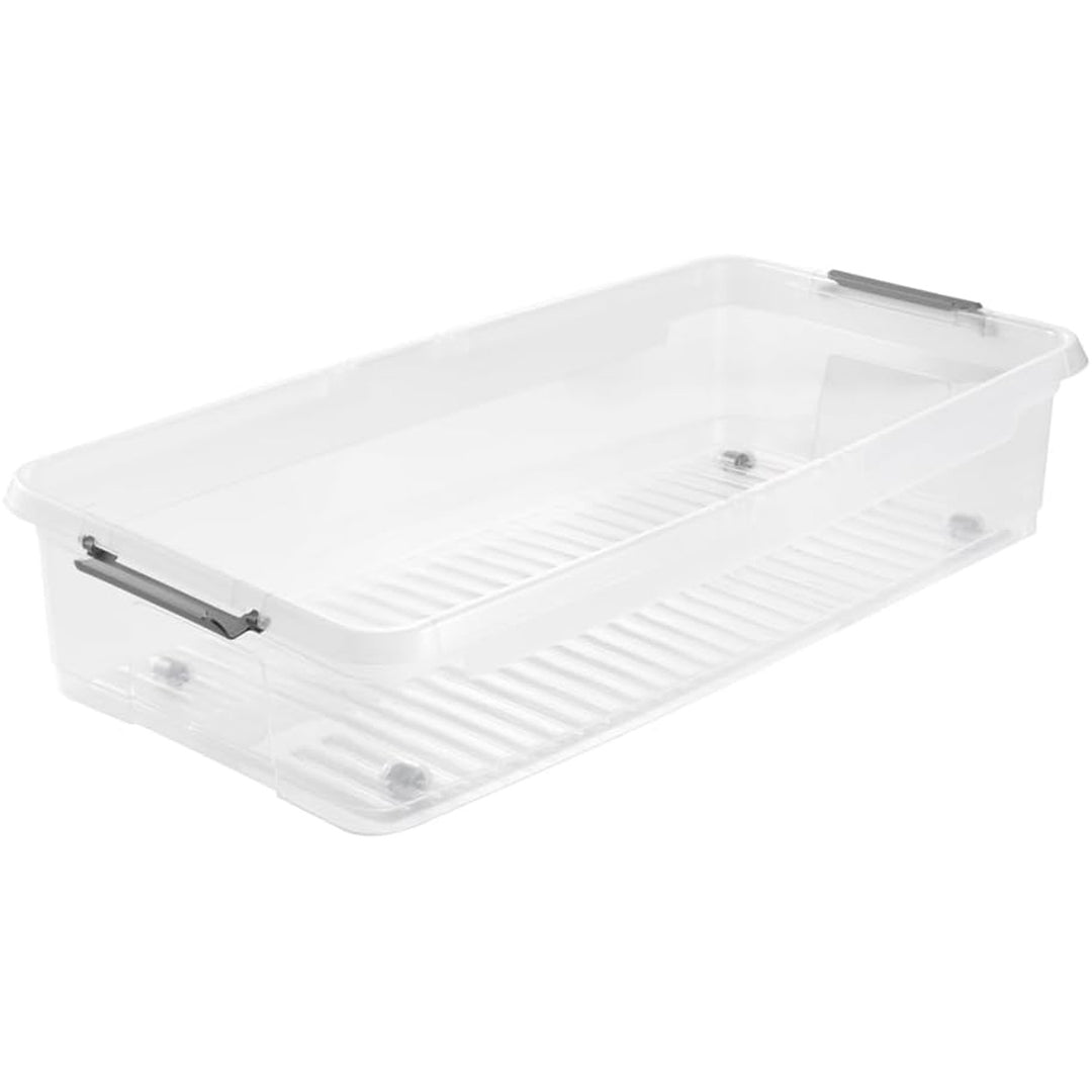 Container Leo Keeeper cu capac, capacitate 33L, transparent, cu roți, capac cu cleme