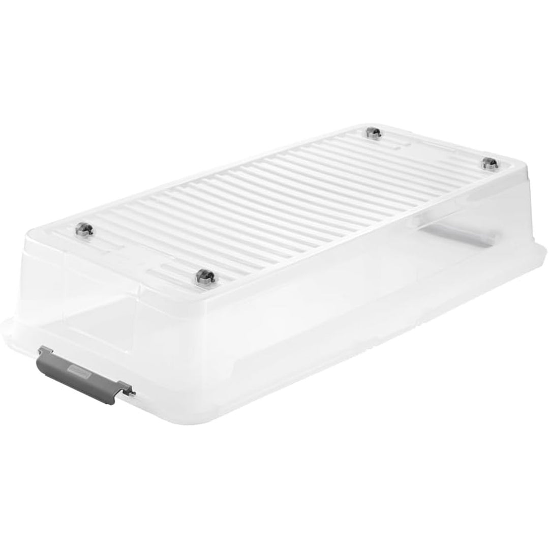 Container Leo Keeeper cu capac, capacitate 33L, transparent, cu roți, capac cu cleme