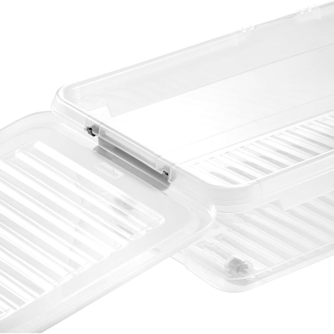 Container Leo Keeeper cu capac, capacitate 33L, transparent, cu roți, capac cu cleme