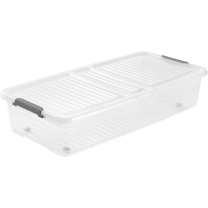 Container Leo Keeeper cu capac, capacitate 33L, transparent, cu roți, capac cu cleme