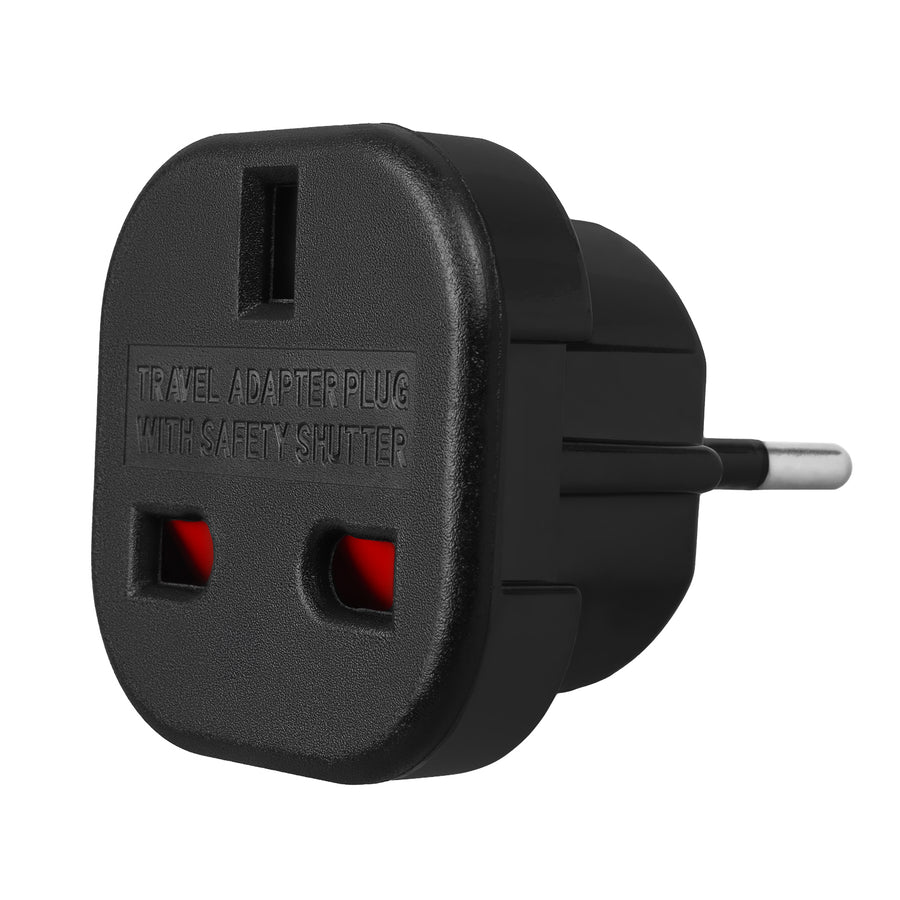 Maclean adaptor de la priza UK la priza EU, negru, MCE72, 4 bucăți
