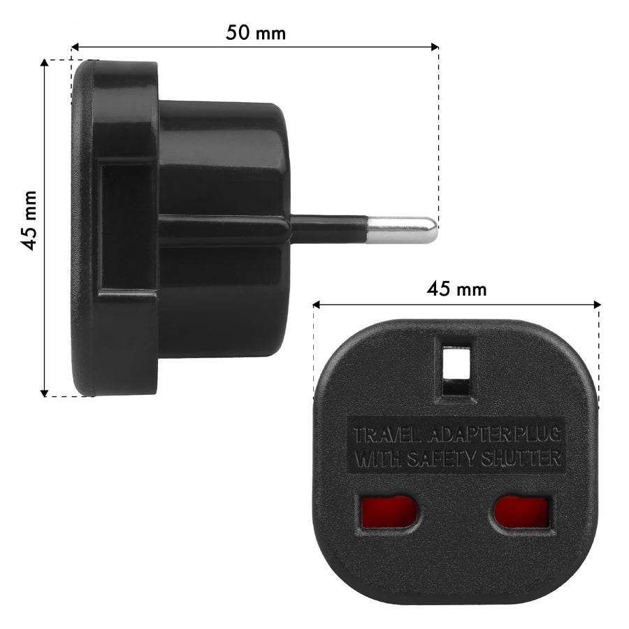 Maclean adaptor de la priza UK la priza EU, negru, MCE72, 4 bucăți