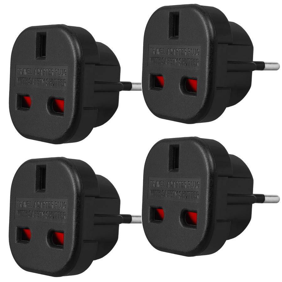 Maclean adaptor de la priza UK la priza EU, negru, MCE72, 4 bucăți