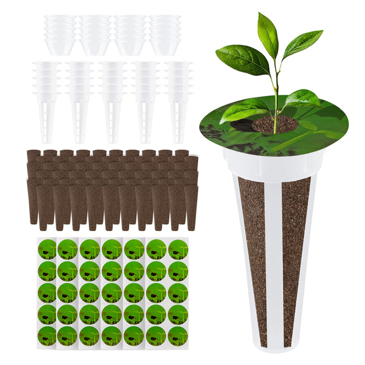 Set de accesorii pentru cultivarea plantelor în interior GreenBlue, bureți pentru semințe x60, cupole x20, recipiente x20 și autocolante x60, GB133 AS