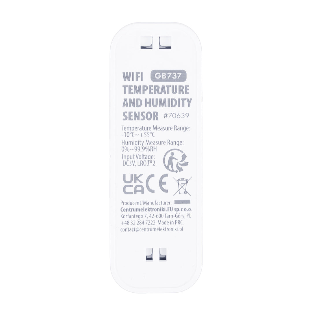 Senzor de temperatură și umiditate WiFi GreenBlue, compatibil cu Android/iOS/Alexa/Google Home, 3,0 V c.c., LR03x2, GB737