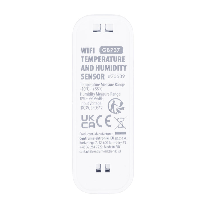 Senzor de temperatură și umiditate WiFi GreenBlue, compatibil cu Android/iOS/Alexa/Google Home, 3,0 V c.c., LR03x2, GB737